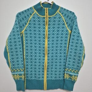 Cabela's Women's Quiet Luxury Nordic Teal Merino Wool Blend Cardigan Size Large